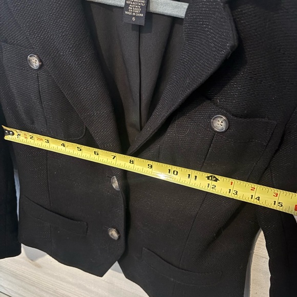 Banana Republic Womens Black Fitted Tweed Blazer Jacket with Pockets - Size 6 - Picture 12 of 14